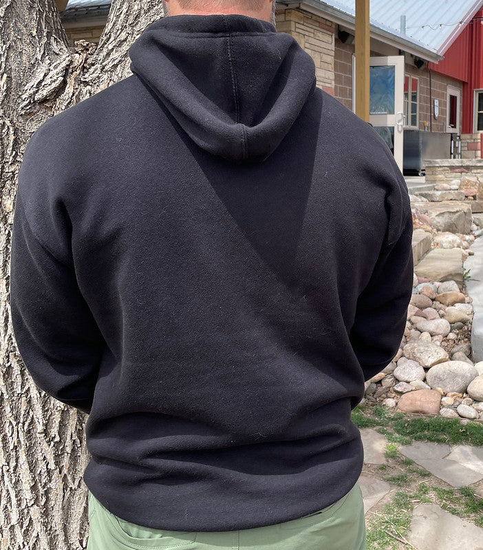 Back of black hoodie
