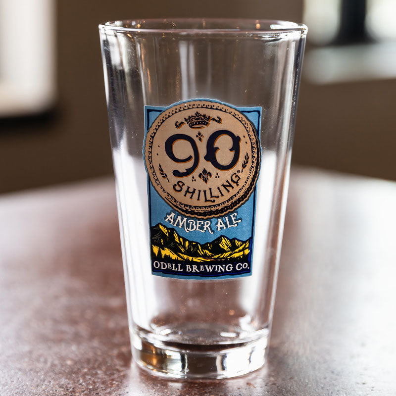90 Shilling Pint glass empty