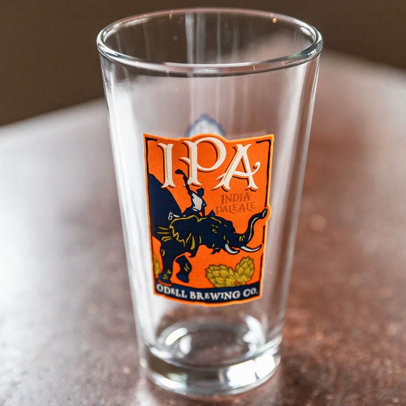 Odell IPA logo pint glass empty