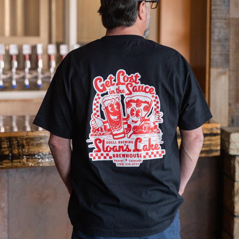 Sloans Brewhouse Pizza Tee – Odell Brewing Merchandise Store