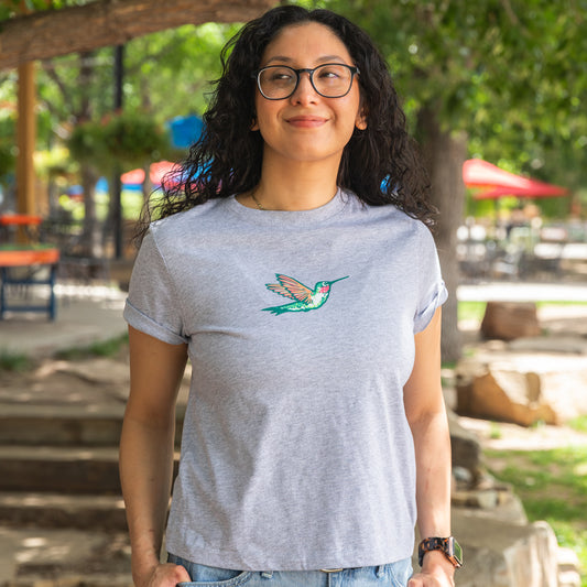 Sippin Pretty Hummingbird Womens Cropped Tee
