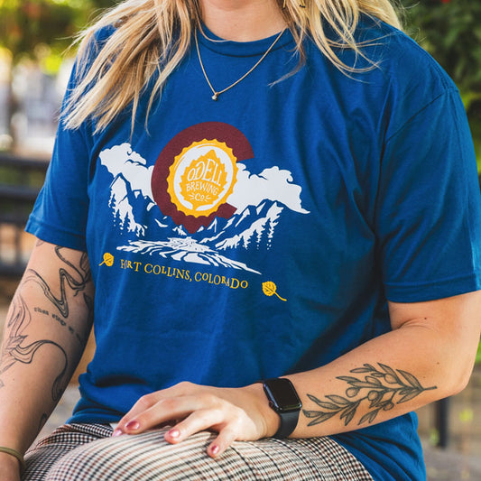 Colorado Flag Blue Tee Shirt with Odell Crown Logo