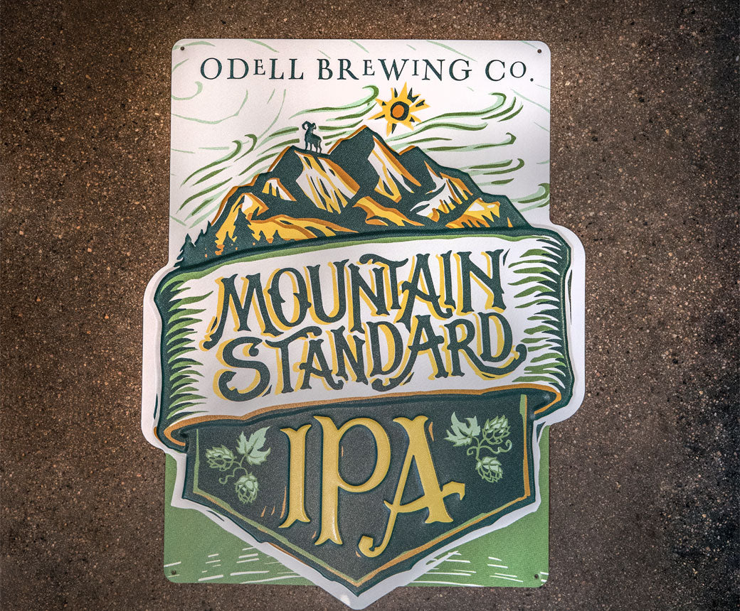 Metal tacker of the Mountain Standard IPA logo