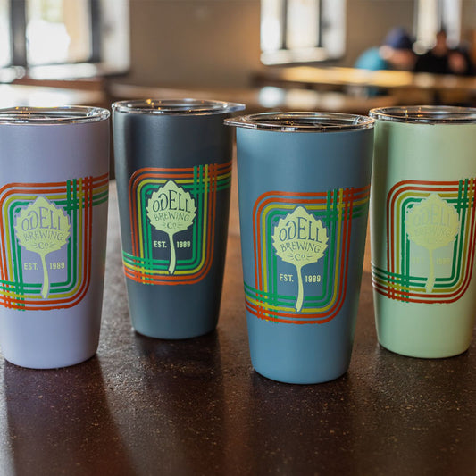 Four tumblers of various colors