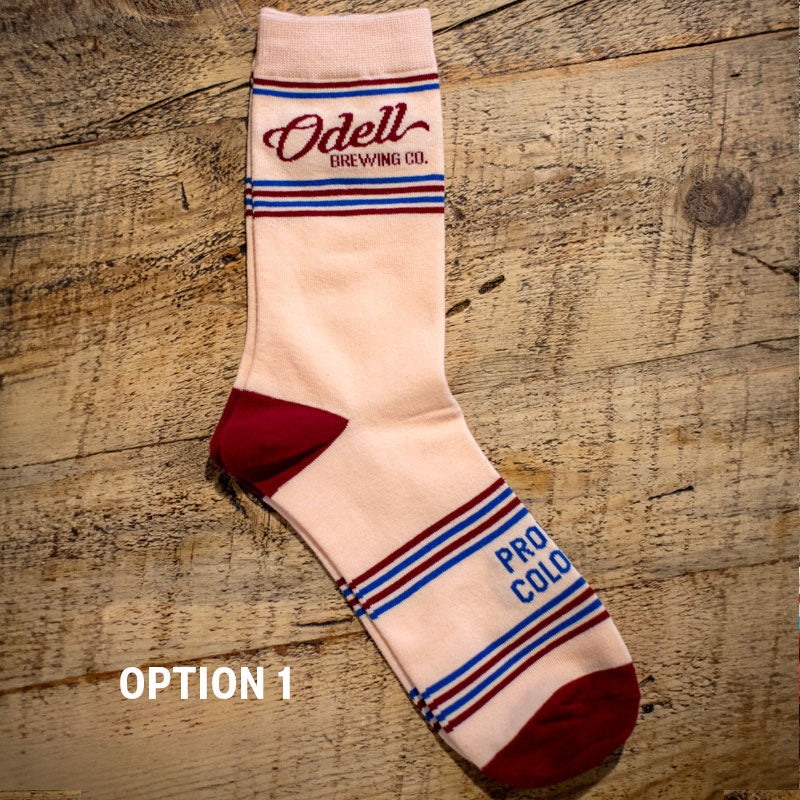 Odell socks in a light pink / rose color