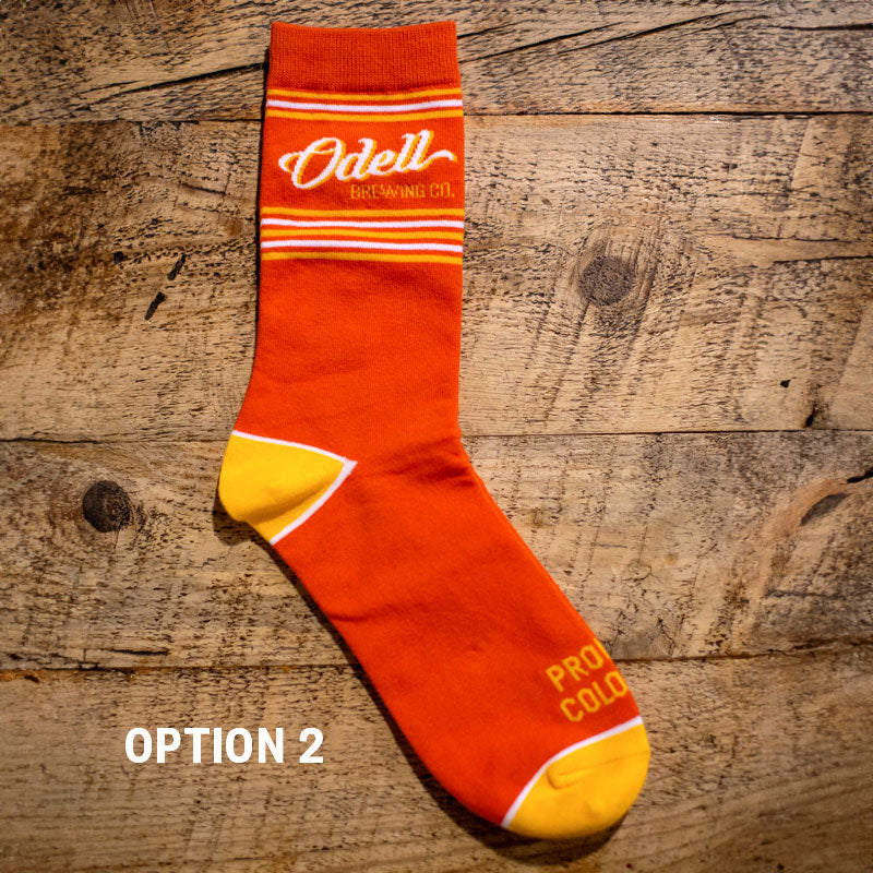 Odell socks in an orange color